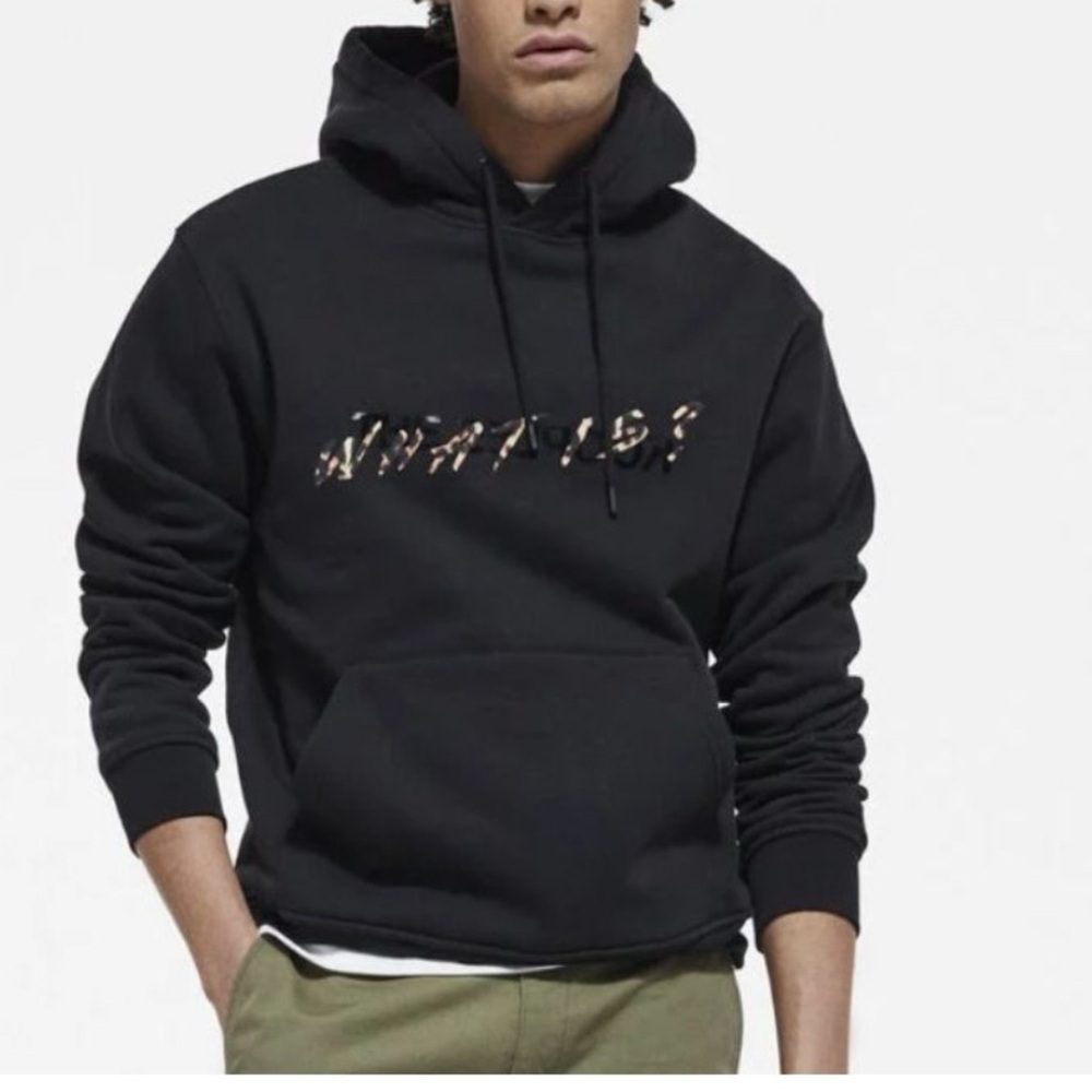 🖤 The Kooples “What Is?” Graphic Hoodie Women’s Black Pullover NWT MSRP $240